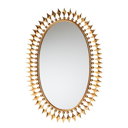 Baxton Studio Rogier Modern Glam and Luxe Antique Goldleaf Metal Accent Wall Mirror 229-12930-ZORO